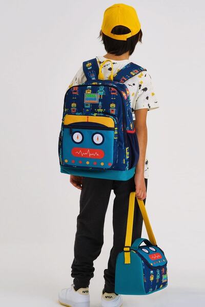 Coral High Kids Lacivert Çivit Robot Desenli 3’lü Okul Çanta Seti SET0123472