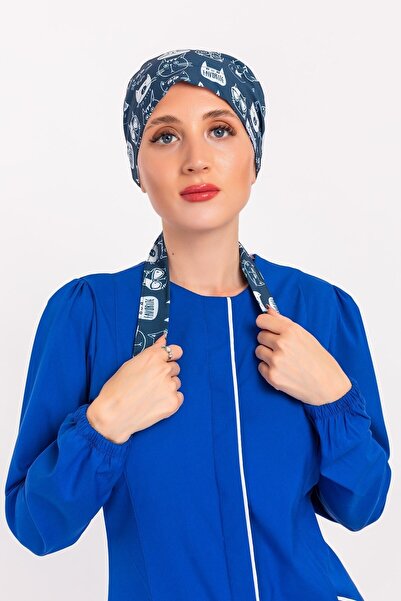 Nur Medikal Giyim Kadın Lacivert Kedi Desenlitesettür Doktor Hemşire Hastane ...