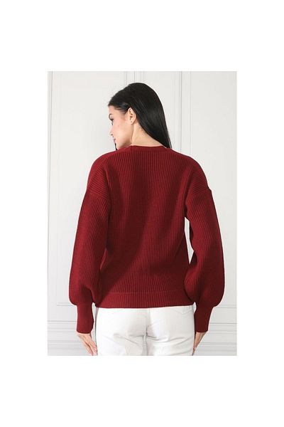 FY Giyim Women's V-Neck Three-Button Knitwear Cardigan