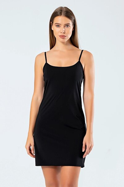 ÇamaşırcımShop 2203 Ince Askılı Elbise Altı Kadın Diz Üstü Kombinezon