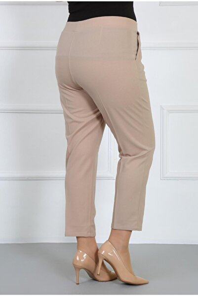 By Alba Collection Γυναικείο παντελόνι Mink Waist Full Elastic Lycra Scuba Crep Skinny Leg μεγάλο παντελόνι