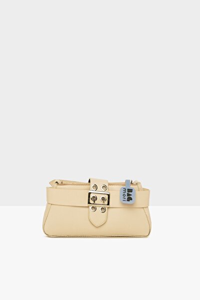 Bagmori Крем Жіночий ремінь з деталями Міні-багет M000008067