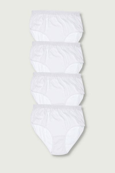 ÇamaşırcımShop Pack of 4 High Waist 100% Cotton Ribbed Bato Panties