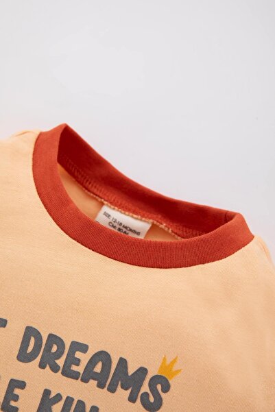 DeFacto Baby Boy Lion Printed Short Sleeve Combed Cotton Pajama Set