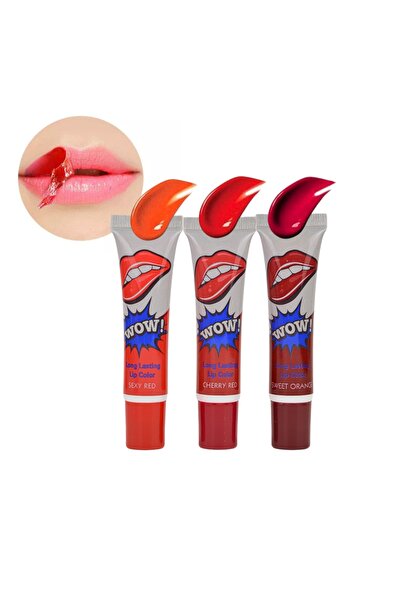 Lesvip's 3 adet suya dayanıklı soyulabilir ruj seti