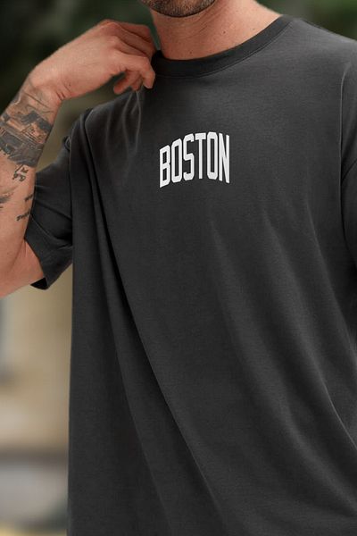 BESSA Ανδρικό μπλουζάκι με στάμπα Boston Smoked Crew Neck