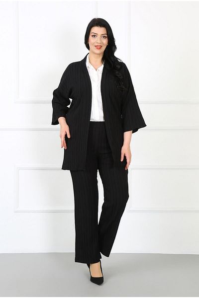 By Alba Collection Cardigan de damă, neagră, de mărime mare