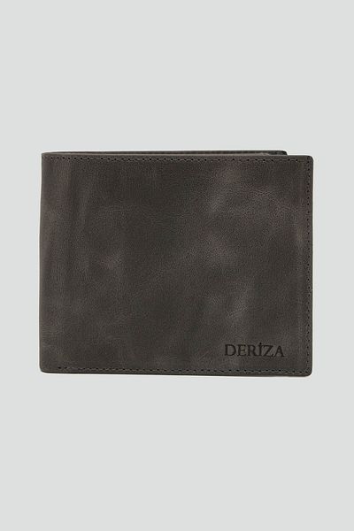 Deriza Ανδρικό πορτοφόλι Crazy Real Leather Anthracite