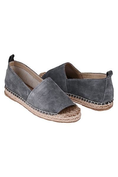 NOOSY Espadrile de damă din piele naturală gri lucrate manual
