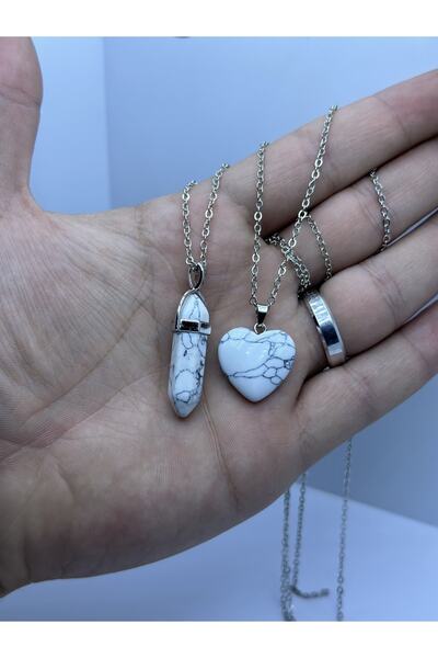 grs oyuncak الطبيعية الأبيض Howlite مسمار وقلادة نموذج القلب