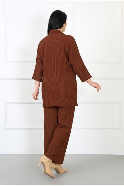By Alba Collection Women's Tan Wrap Fabric Large Size Cardigan
