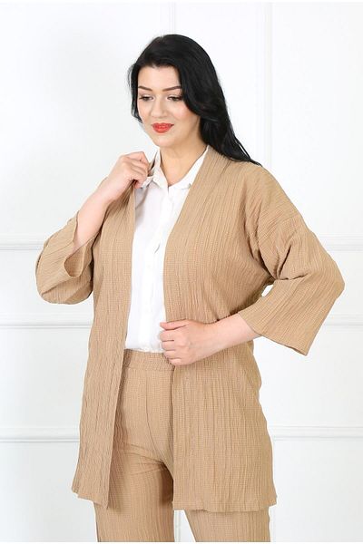By Alba Collection Γυναικεία Ζακέτα από ύφασμα Mink Twist Plus Size
