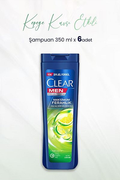 Clear 6 Pieces 350 ML Lemon Extract Freshness Shampoo - Men Effective Against Dandruff
