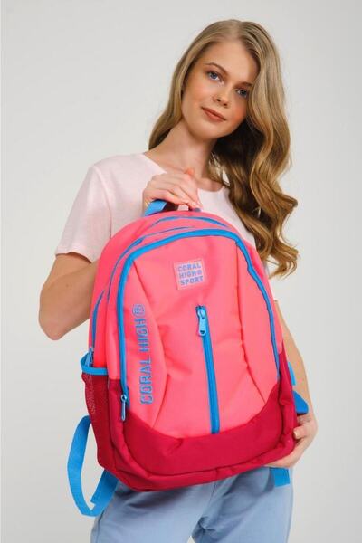 Coral High Sport Neon Mercan Kızıl USB'li Dört Bölmeli Sırt Çantası 23450