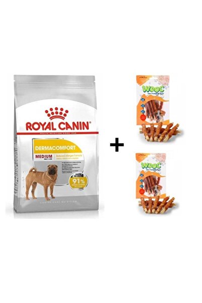 Royal Canin Medium Dermacomfort Yetişkin Köpek Maması 12 Kg + 2 Adet Wooc Ödü...