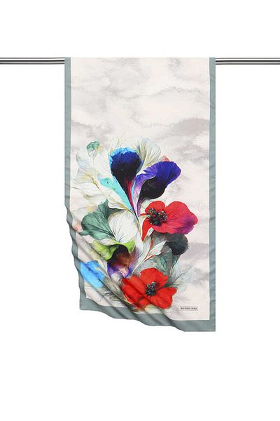 Bursa İpek Çağla Poppy Pattern Silky Scarf