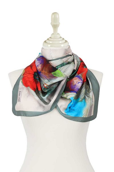 Bursa İpek Çağla Poppy Pattern Silky Scarf