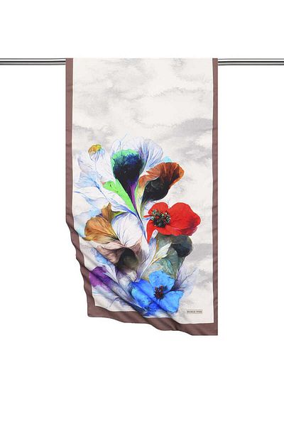 Bursa İpek Mink Poppy Pattern Silky Scarf