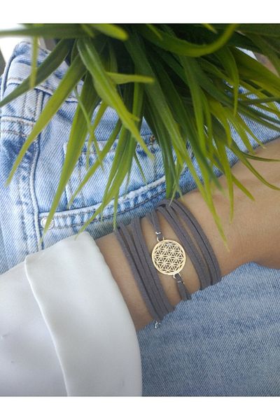 ZeynDesign Flower of Life Suede Wrap Multi Bracelet
