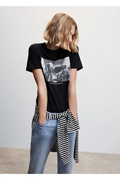 MANGO Woman Μπλουζάκι με κοντομάνικο κρέας