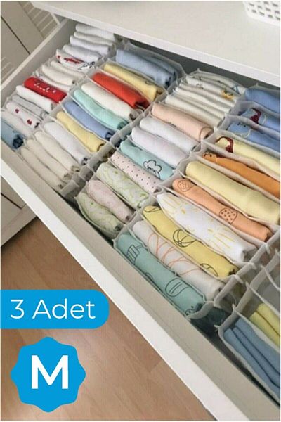 Serstil Közepes 11 rekeszes fiókos rendszerező - 3 db 16x40x12-es rendező
