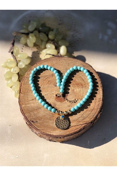 Gözde Tasarım Butik Lilac lilac color symbolize infinity and miracles life flower and evil eye beaded necklace