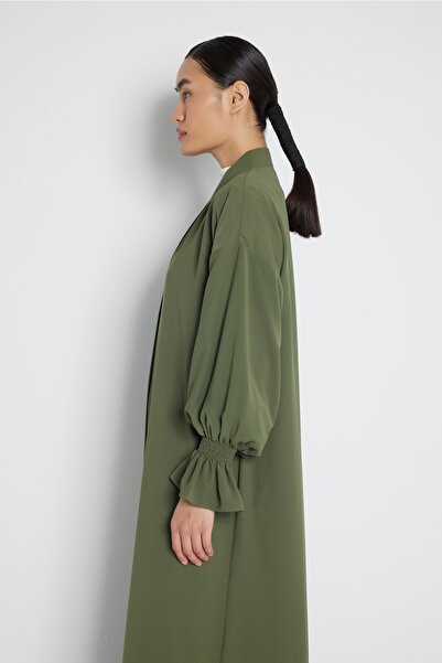 Nuum Design Handle Rubber Detailed Abaya Khaki