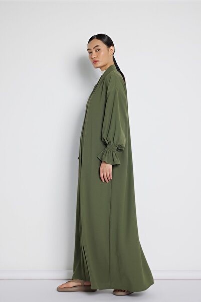 Nuum Design Handle Rubber Detailed Abaya Khaki
