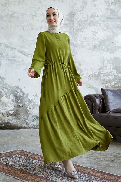 InStyle Merya Tunnel Belted Měkké šaty z Ayrobinu - Pistáciově zelené