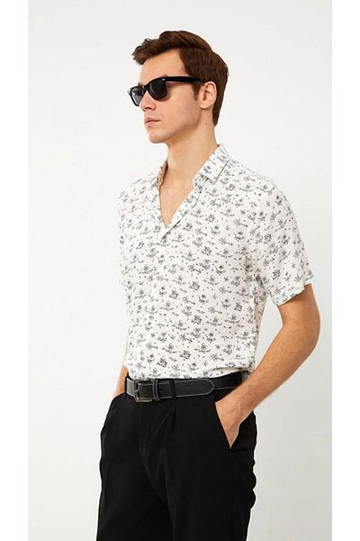 LC Waikiki Cămașă pentru bărbați LCW Vision Slim Fit cu mâneci scurte din viscoză