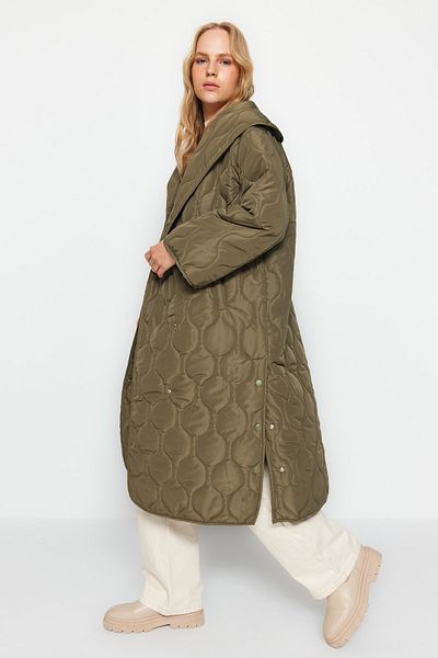 Trendyol Collection Khakifarbene, wasserabweisende, lange Steppjacke TWOAW24MO00015