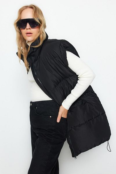 Trendyol Collection Black Oversize Shoulder Detailed Water Repellent Puffer Vest TWOAW24YE00010