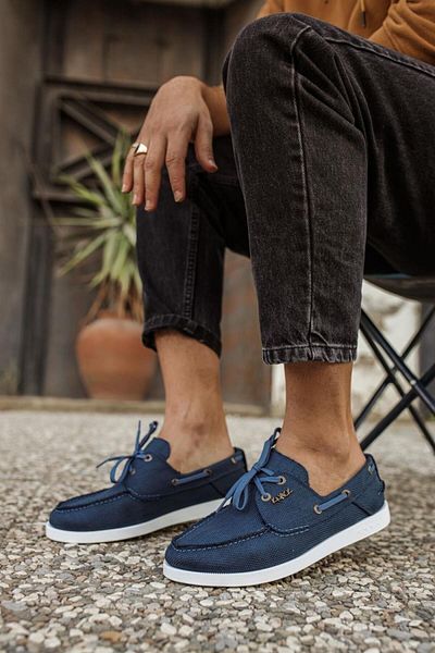 Joy Man J008 Pantofi de zi cu zi pentru bărbați cu talpă ortopedică cu șireturi BT Blue