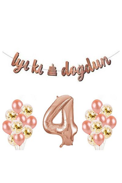 Mini Parti MINI PARTY STORE BIRTHDAY ROSE GOLD BALLOON SET