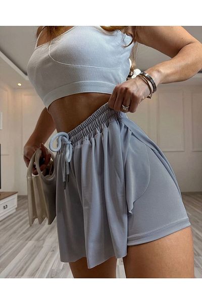 Combineman35 Woman's Black Loose Fit Tights Sports Shorts Skirt GREY
