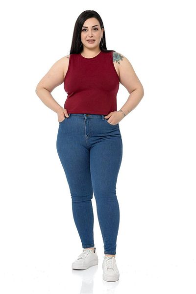 DISENTIS MODEST Plus Size Crew Deck Fără mâneci Crop Viscose Claret Red Body