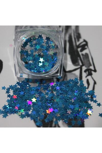 hbtasarim Tırnak Süsleme Işığı Yansıtan Parıltılı Yıldız Desenli Pul Nail Art