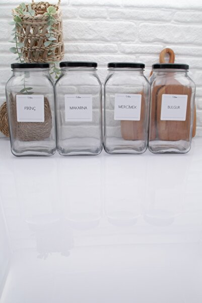 zezedesing Glass Jar Storage Container Black Lid 3000ML (BRASS-BULGUR-LINSE-MAKARNA)