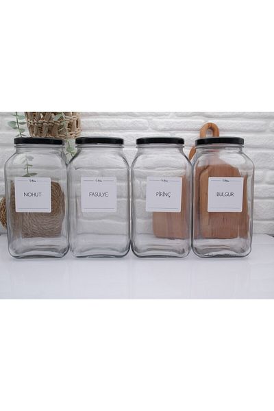 zezedesing Glass Jar Storage Container Black Lid 3000ML (NOZZLE-BASULE-BRASS-BULGUR)