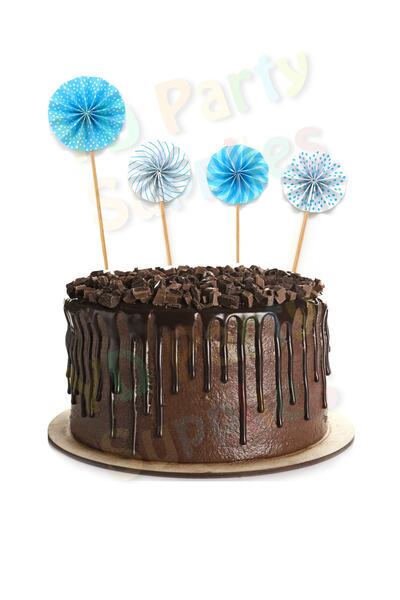Yusuf Dirik YD Party Supplies عود أسنان صغير على شكل مروحة زرقاء لتزيين الكيك...
