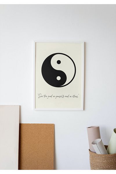 Hiruko Tasarım Atölyesi Ξύλινος Πίνακας Premium Yin Yang Motto Σειρά No:9