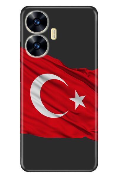 realme C55 Uyumlu Kılıf Silikon Desenli Resimli UV Kapak Al Bayrak