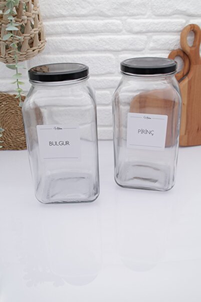 zezedesing Cam Kavanoz Saklama Kabı Siyah Kapak 3000ML (BULGUR-PİRİNÇ)