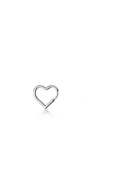 Köstebek Minimal Heart Steel Earrings Single