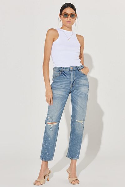 Lee Carol Cropped Straight Fit Stretch-Jeans mit hoher Taille