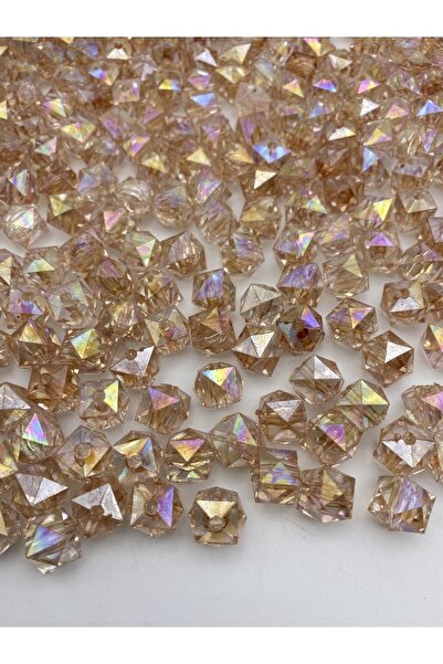 Hedef Bijuteri 100 جرام 10 ملم جانجانلي مينك / مكعب بني فاتح، خرز أكريليك مكع...