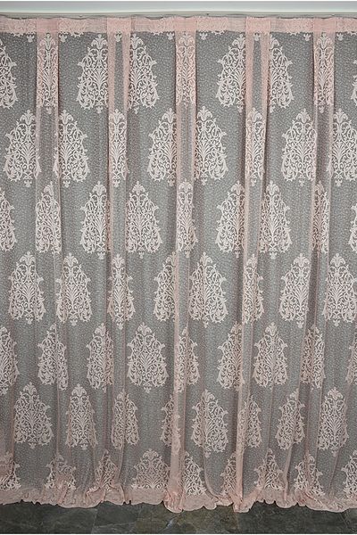 AKÇA TEKSTİL BIG DAMAKS POWDER COLOR SINGLE WING Ready Planted Pleated Background Curtain 300*260 Cm