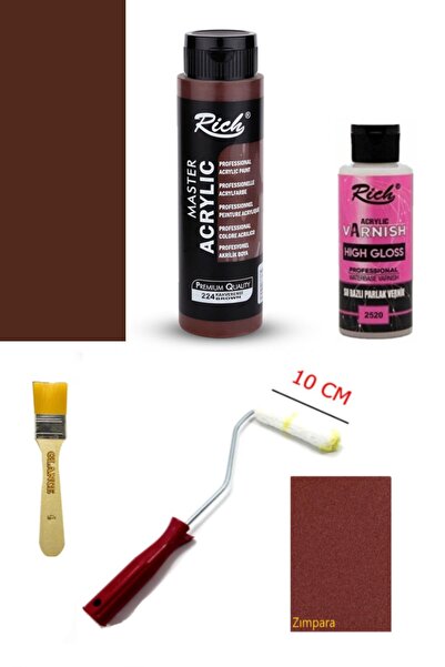 GLANCE Rich Master Akrilik Boya Kahverengi 500 cc. Dolap Boyama + Mobilya Boyama Seti Parlak Vernik