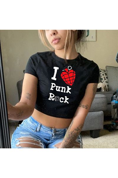 Touz Blunt Blunt I Love Punk Rock Black Crop