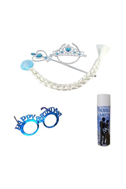 Happyland Frozen Temalı Doğum Günü Kutlama Kar Spreyi+Gözlük+Tokalı Set Elsa ...